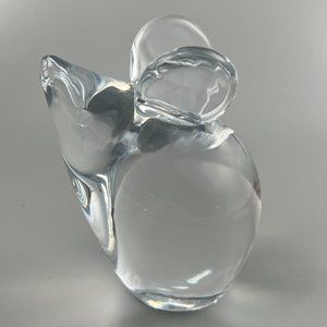 Vintage Royal Krona Folke Walving Crystal Art Glass Paperweight Mouse Scandinavi